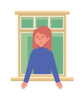 girl looking out the window vector