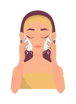 woman washing face vector