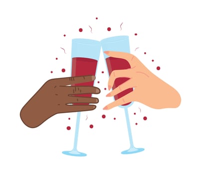 couple with champagne glasses vector