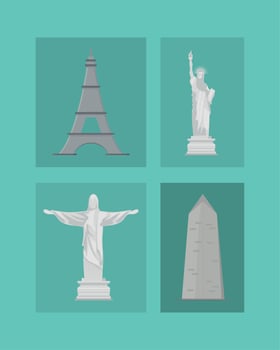 landmarks and statues vector