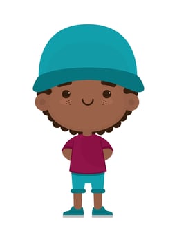kawaii boy with hat vector