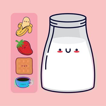 kawaii food cute icons vector