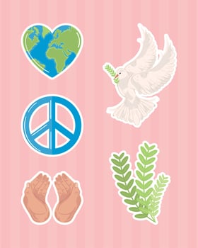set stickers of peace vector