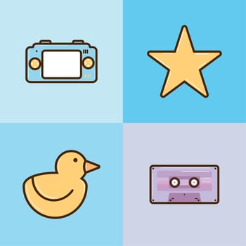 icons collection 90s retro vector