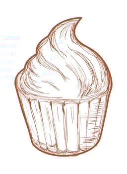 cupcake doodle icon vector