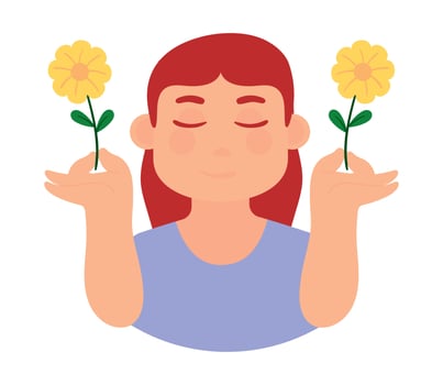 mental health, relaxing woman vector