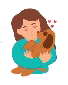 female carrying a dog vector