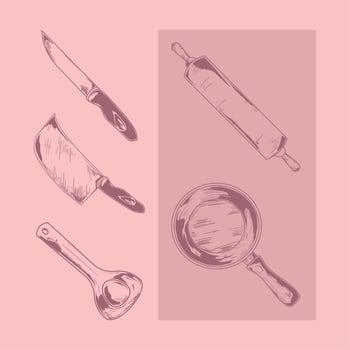 set of kitchen vector