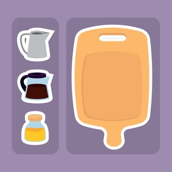 kitchen utensils stickers vector