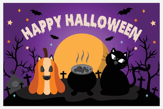 Happy halloween background and banner. Flat design. vector
