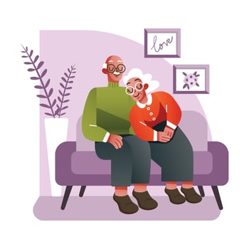 The Grandparents Sitting Together in the Living Room vector