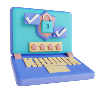 3D illustration laptop password is correct png