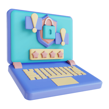 3D illustration laptop security alarm png