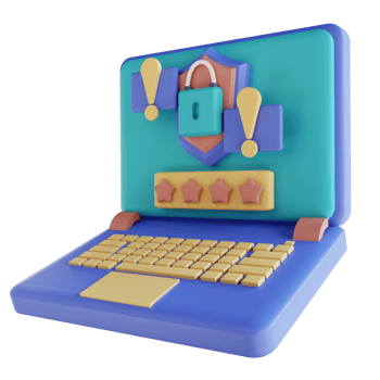 3D illustration laptop security alarm png