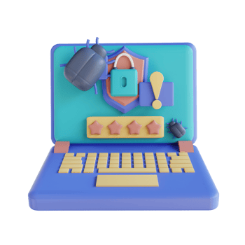 3D illustration laptop virus security png