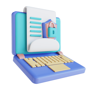 3D illustration locked laptop document security png