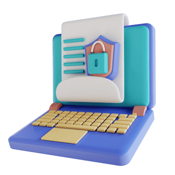 3D illustration locked laptop document security png