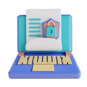 3D illustration locked laptop document security png