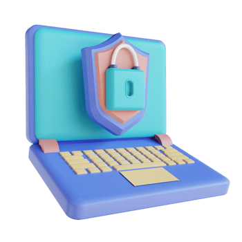 3D illustration locked laptop security png