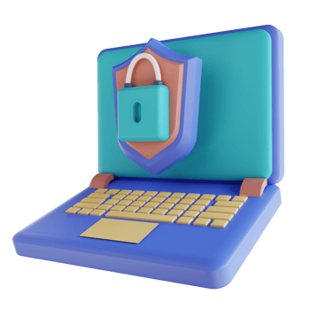 3D illustration locked laptop security png