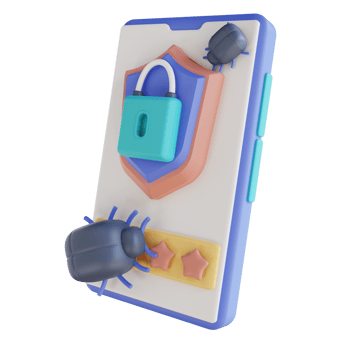 3D illustration mobile security virus png