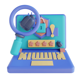 3D illustration search laptop virus security png