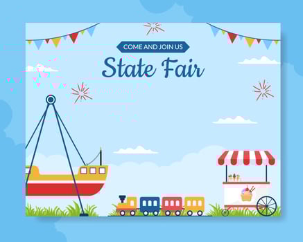 Amusement Park Carnival Photocall Template Hand Drawn Cartoon Flat Illustration vector