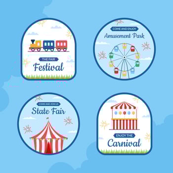Amusement Park Carnival Label Template Hand Drawn Cartoon Flat Illustration vector