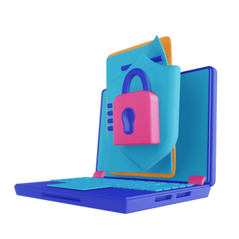 3D illustration document laptop security lock png