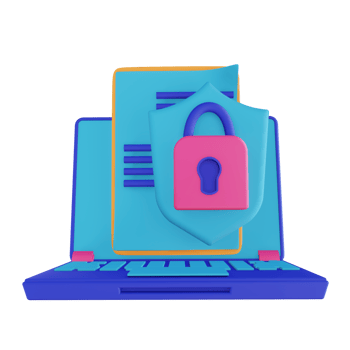 3D illustration document laptop security lock png