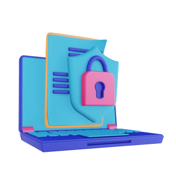 3D illustration document laptop security lock png