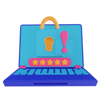 3D illustration laptop security error png