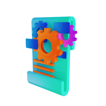 3D illustration content management gear and document png