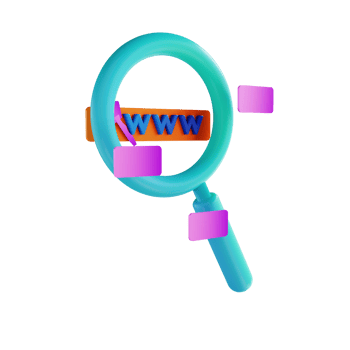 3D illustration data search and magnifying glass png