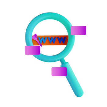 3D illustration data search and magnifying glass png