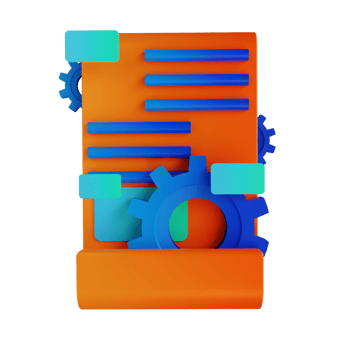 3D illustration gear and document content management png
