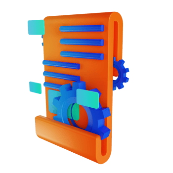 3D illustration gear and document content management png