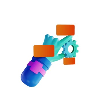 3D illustration gear and hand png