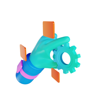 3D illustration gear and hand png