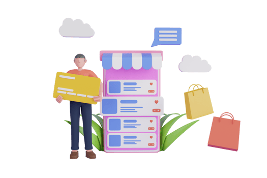Shopping cart 3d render.Mobile shopping concept 3D illustration.Digital marketing concept, Shopping Online on mobile application, Web banner background, 3d rendering. png