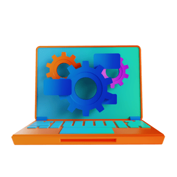 3D illustration laptop and gear setting png