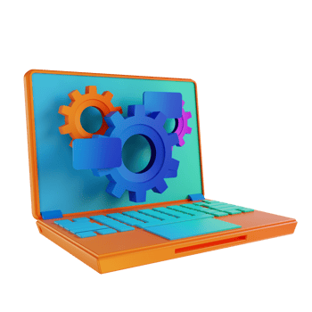 3D illustration laptop and gear setting png