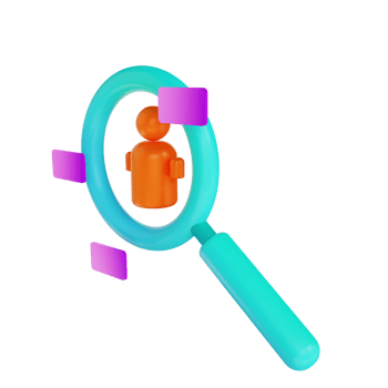 3D illustration magnifying glass and usability audit png