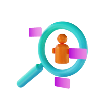 3D illustration magnifying glass and usability audit png