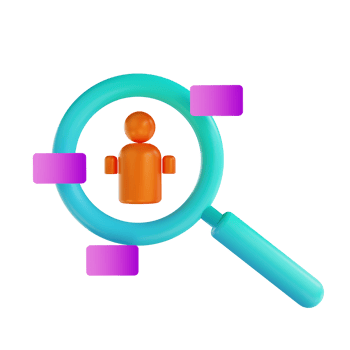 3D illustration magnifying glass and usability audit png