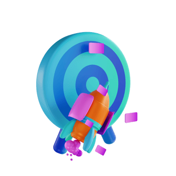 3D illustration rocket and target goal png