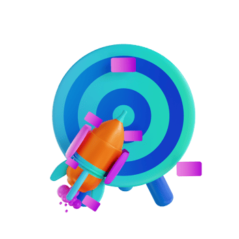 3D illustration rocket and target goal png