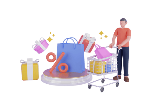 Online shopping 3D Illustration. shopping online store for sale. mobile e-commerce 3d background. Buying and selling concept. png