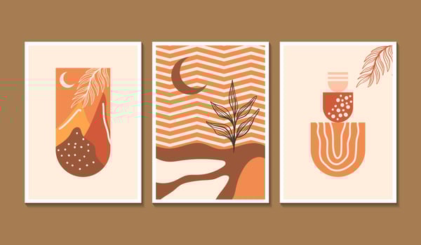 Hand drawn flat style design boho wall art vector