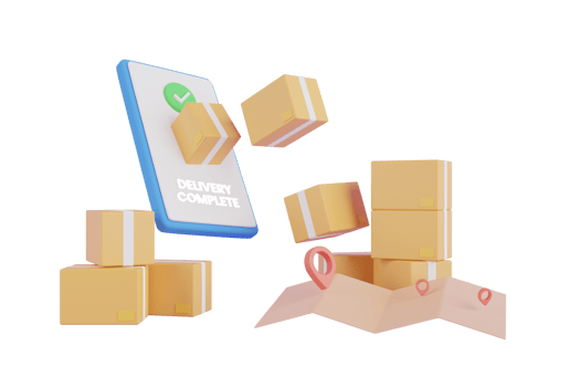 E-commerce concept, Delivery service on mobile application. 3d Logistic application service concept. 3d rendering. png